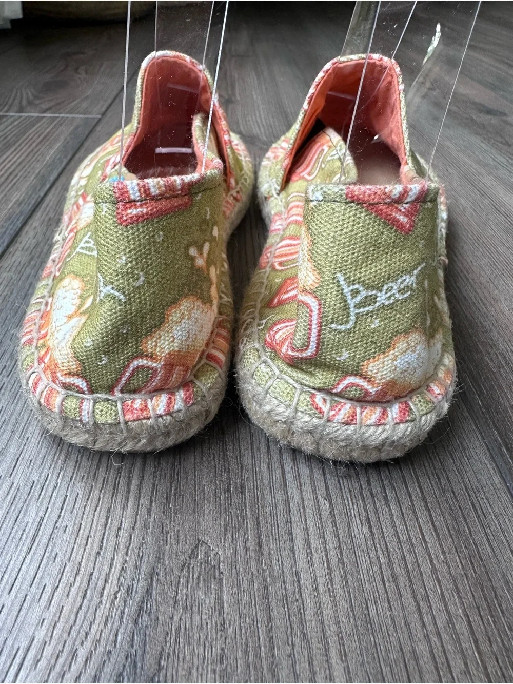 Ubuntu Handmade Beer Print Espadrille Slip-On Shoes Size 8